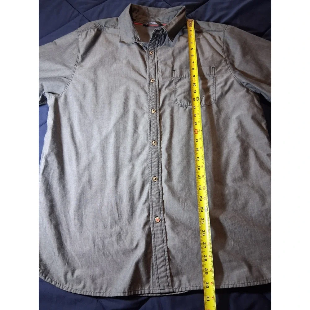 The North Face Mens XL Gray Short Sleeve Button Down Shirt Chest Pocket Casual
